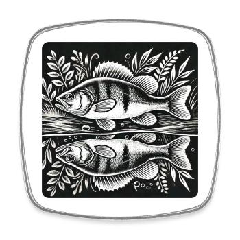 Barsch Angler Silhouette Design - Viereckiger Kühlschrankmagnet - Weiß - Vorne