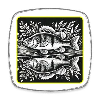 Barsch Angler Silhouette Design - Viereckiger Kühlschrankmagnet - Weiß - Vorne