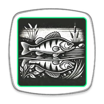 Barsch Raubfisch Design - Viereckiger Kühlschrankmagnet - Weiß - Vorne