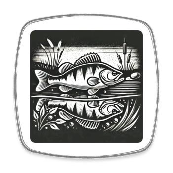 Barsch Raubfisch Design - Viereckiger Kühlschrankmagnet - Weiß - Vorne