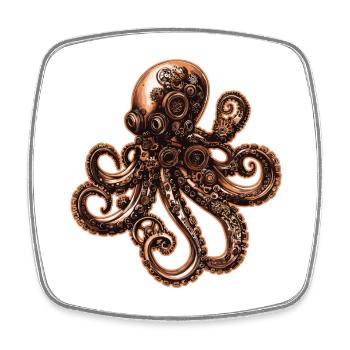 Steampunk Octopus Squid Vintage - Square fridge magnet - white - Front