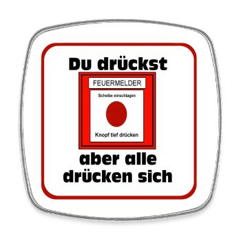 Freiwillige Feuerwehr , Shirt , Feuermelder (25) - Viereckiger Kühlschrankmagnet - Weiß - Vorne