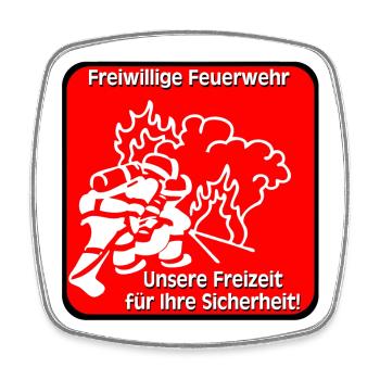 Freiwillige Feuerwehr , Shirt , Sicherheit (25) - Viereckiger Kühlschrankmagnet - Weiß - Vorne