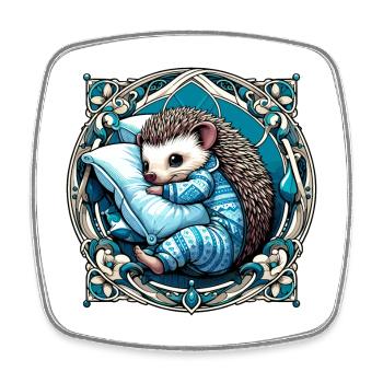 Hérisson Câlin Cadeau Dâtril Oreiller Câlin - Magnet carré - blanc - Devant