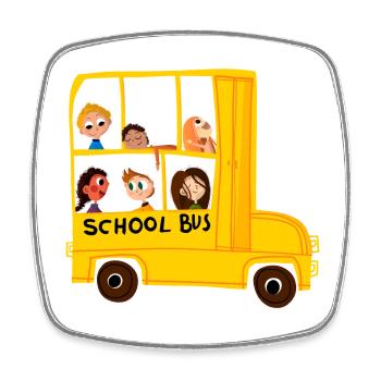 Autobus scolaire - Magnet carré - blanc - Devant