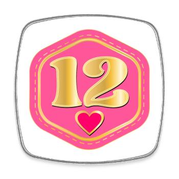 Numéro Douze - Douzième Anniversaire - Magnet carré - blanc - Devant