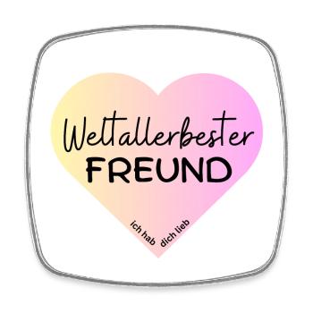 Weltallerbester Freund- ich hab dich lieb! - Viereckiger Kühlschrankmagnet - Weiß - Vorne