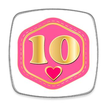 Number Ten - 10th Birthday Ten-Year-Old - Square fridge magnet - white - Front