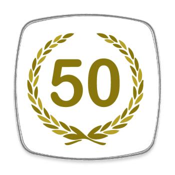 50th Birthday, 50 Years, Anniversary Laurel Wreath (25) - Square fridge magnet - white - Front