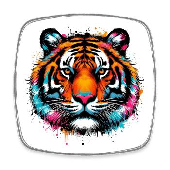 Tiger - Square fridge magnet - white - Front