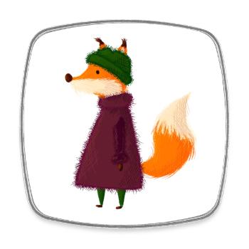 Renard - Magnet carré - blanc - Devant