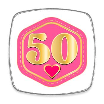 50th Birthday - FIFTY - Square fridge magnet - white - Front