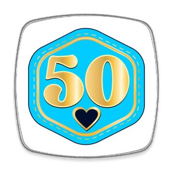 NUMBER 50 - TURNING FIFTY - Square fridge magnet - white - Front
