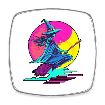 Sorcière Sorcières Halloween 90s Vaporwave - Magnet carré - blanc - Devant