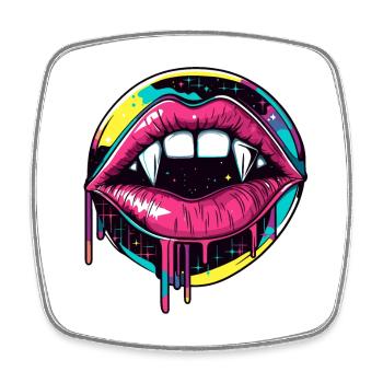 Vampir Lippen Halloween 90s Vaporwave - Viereckiger Kühlschrankmagnet - Weiß - Vorne