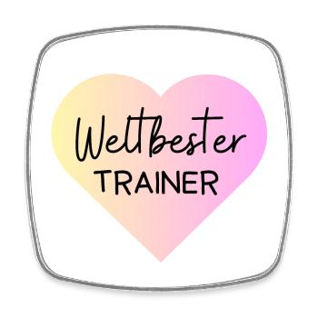 Weltbester Trainer! Herz, personalisierbar - Viereckiger Kühlschrankmagnet - Weiß - Vorne