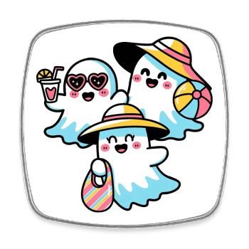 Sweet ghosts on the beach - Square fridge magnet - white - Front