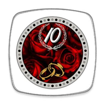 Tenth anniversary ring roses - Square fridge magnet - white - Front