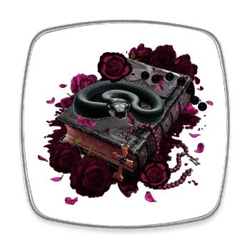 Bücher Design, Schlangen, Rosenblüten - Viereckiger Kühlschrankmagnet - Weiß - Vorne