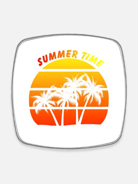 Summer time - Magnet carré - blanc