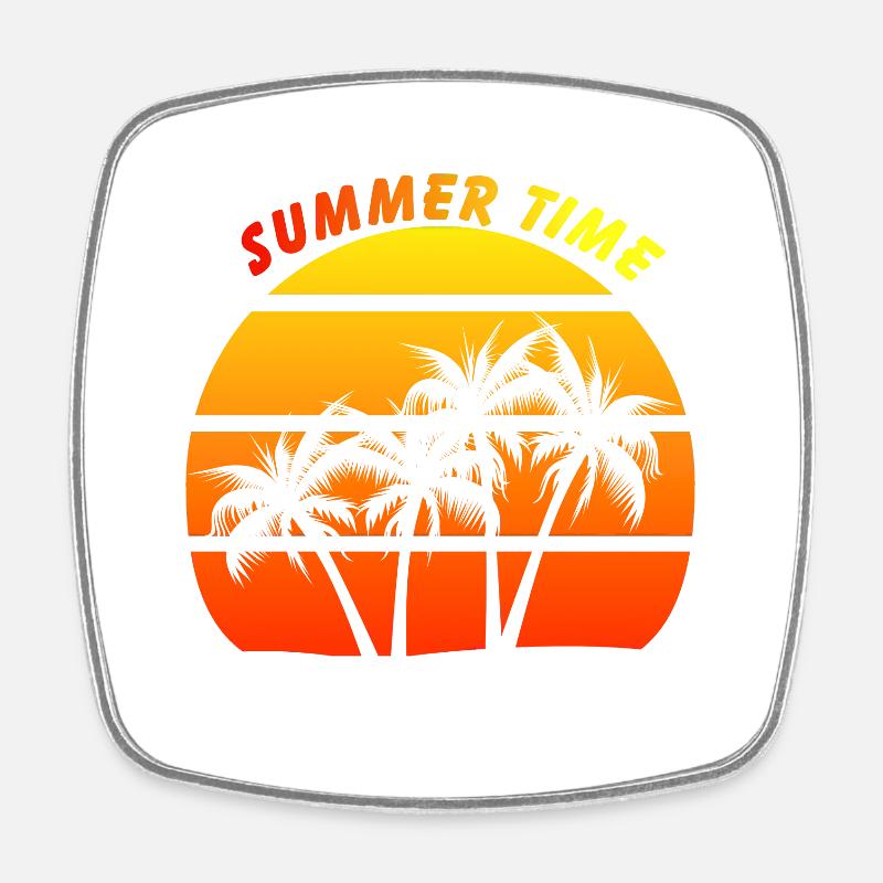 Summer time - Magnet carré - blanc
