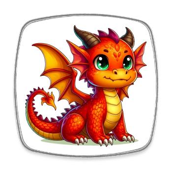 Dragon - Magnet carré - blanc - Devant