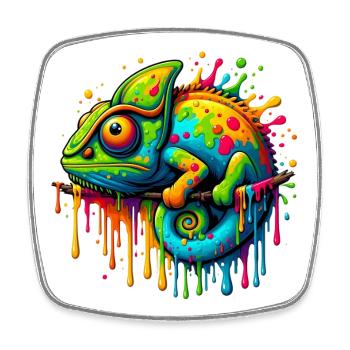 Caméléon - Magnet carré - blanc - Devant