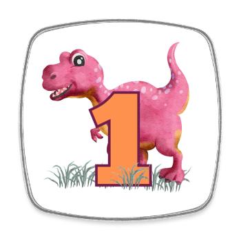 Nr.1 Dino - Viereckiger Kühlschrankmagnet - Weiß - Vorne