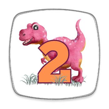 N°2 Dino - Magnet carré - blanc - Devant