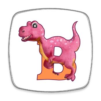 B - DINOSAURIER, Personalisierbar - Viereckiger Kühlschrankmagnet - Weiß - Vorne
