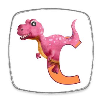 C - DINOSAURIER, Personalisierbar - Viereckiger Kühlschrankmagnet - Weiß - Vorne