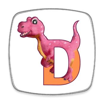 D - DINOSAURIER, Personalisierbar - Viereckiger Kühlschrankmagnet - Weiß - Vorne
