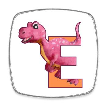 E - DINOSAURIER, Personalisierbar - Viereckiger Kühlschrankmagnet - Weiß - Vorne