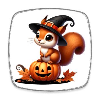 Écureuil mignon d’Halloween : un plaisir effrayant et doux - Magnet carré - blanc - Devant