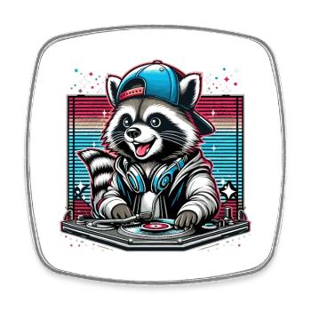 Wachbär DJ DJane Geschenk - Viereckiger Kühlschrankmagnet - Weiß - Vorne