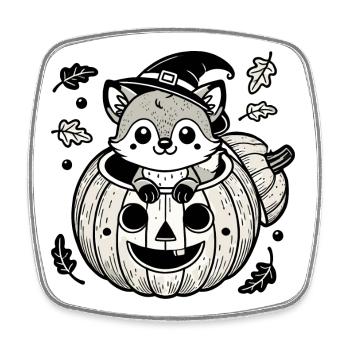 Renard d’Halloween dans la citrouille : un plaisir effrayant et sucré - Magnet carré - blanc - Devant