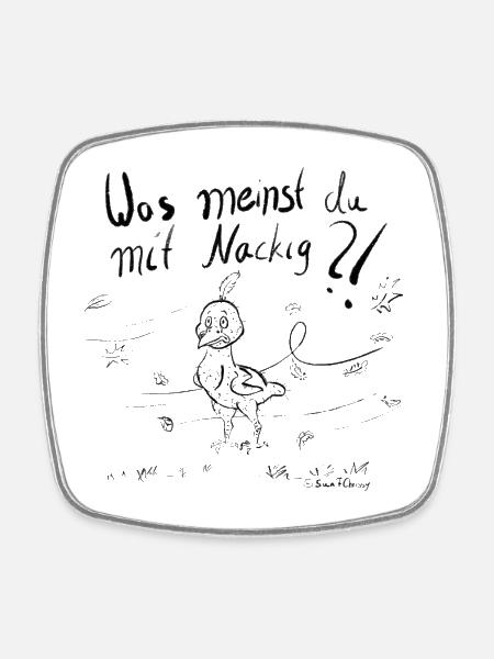 A Moulting Bird in the Autumn Wind - Square fridge magnet - white