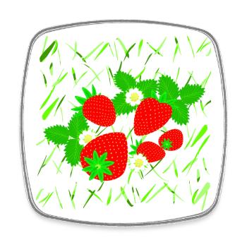 Fraises de différentes tailles - Magnet carré - blanc - Devant