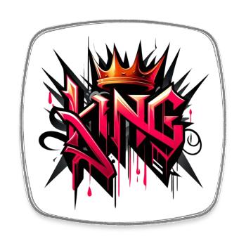König Graffiti-Krone - Viereckiger Kühlschrankmagnet - Weiß - Vorne