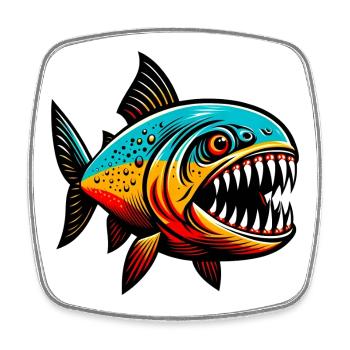 Piranha - Square fridge magnet - white - Front