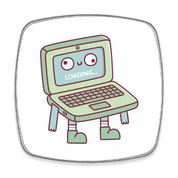 Drôle d’ordinateur portable Derpy qui charge son cerveau - Magnet carré - blanc - Devant