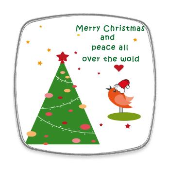 Merry Christmas - Square fridge magnet - white - Front