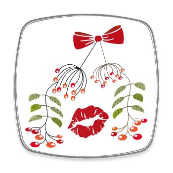 Gui de Noël - Magnet carré - blanc - Devant