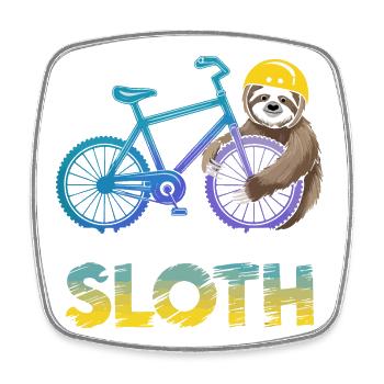 Sloth Biker with Helmet - Square fridge magnet - white - Front