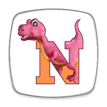 N - DINOSAURIER, Personalisierbar - Viereckiger Kühlschrankmagnet - Weiß - Vorne