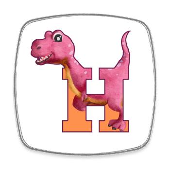 H - DINOSAURIER, Personalisierbar - Viereckiger Kühlschrankmagnet - Weiß - Vorne