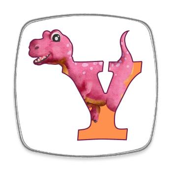 Y - DINOSAURIER, Personalisierbar - Viereckiger Kühlschrankmagnet - Weiß - Vorne
