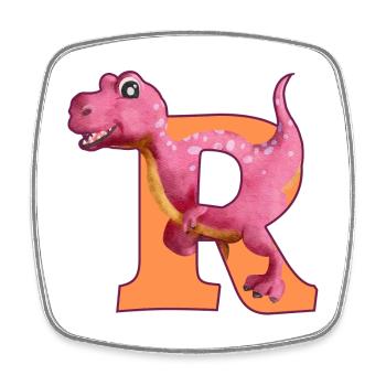 R - DINOSAURIER, Personalisierbar - Viereckiger Kühlschrankmagnet - Weiß - Vorne