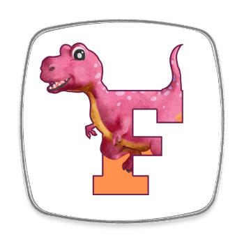 F - DINOSAURIER, Personalisierbar - Viereckiger Kühlschrankmagnet - Weiß - Vorne