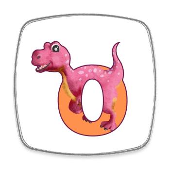 O - DINOSAURE, personnalisable - Magnet carré - blanc - Devant